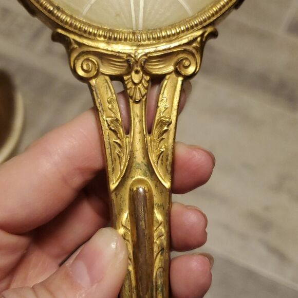 RARE Vintage Brass Beveled Hand Mirror&Brush - Picture 10 of 16